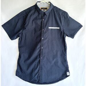PD&C Men's Blue Button Up Short Sleeve Shirt size Medium